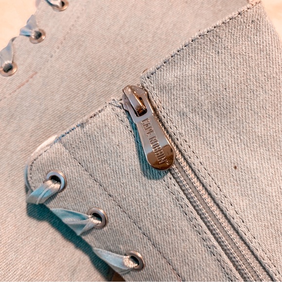 NWT Light Denim Laceup Peeptoe Booties - Picture 8 of 8